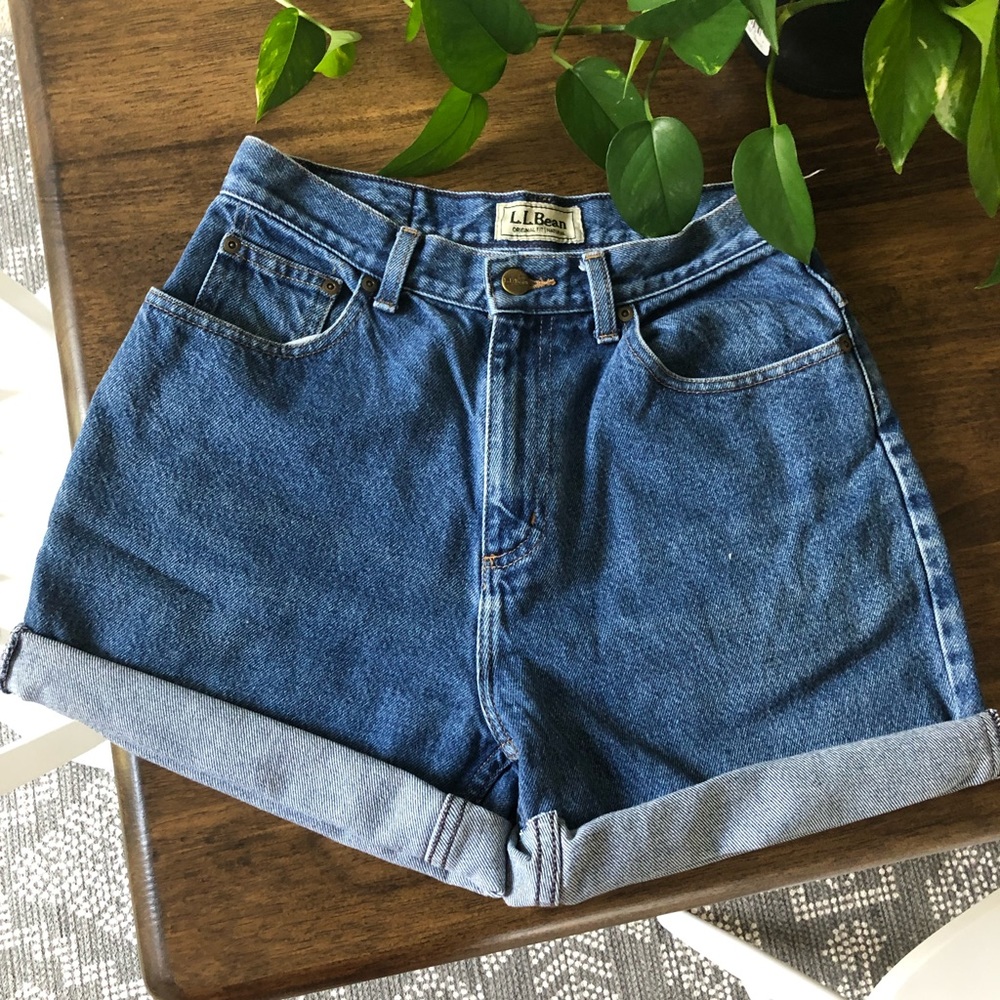 L.L. Bean High Waisted Cut Off Denim Shorts Size 8